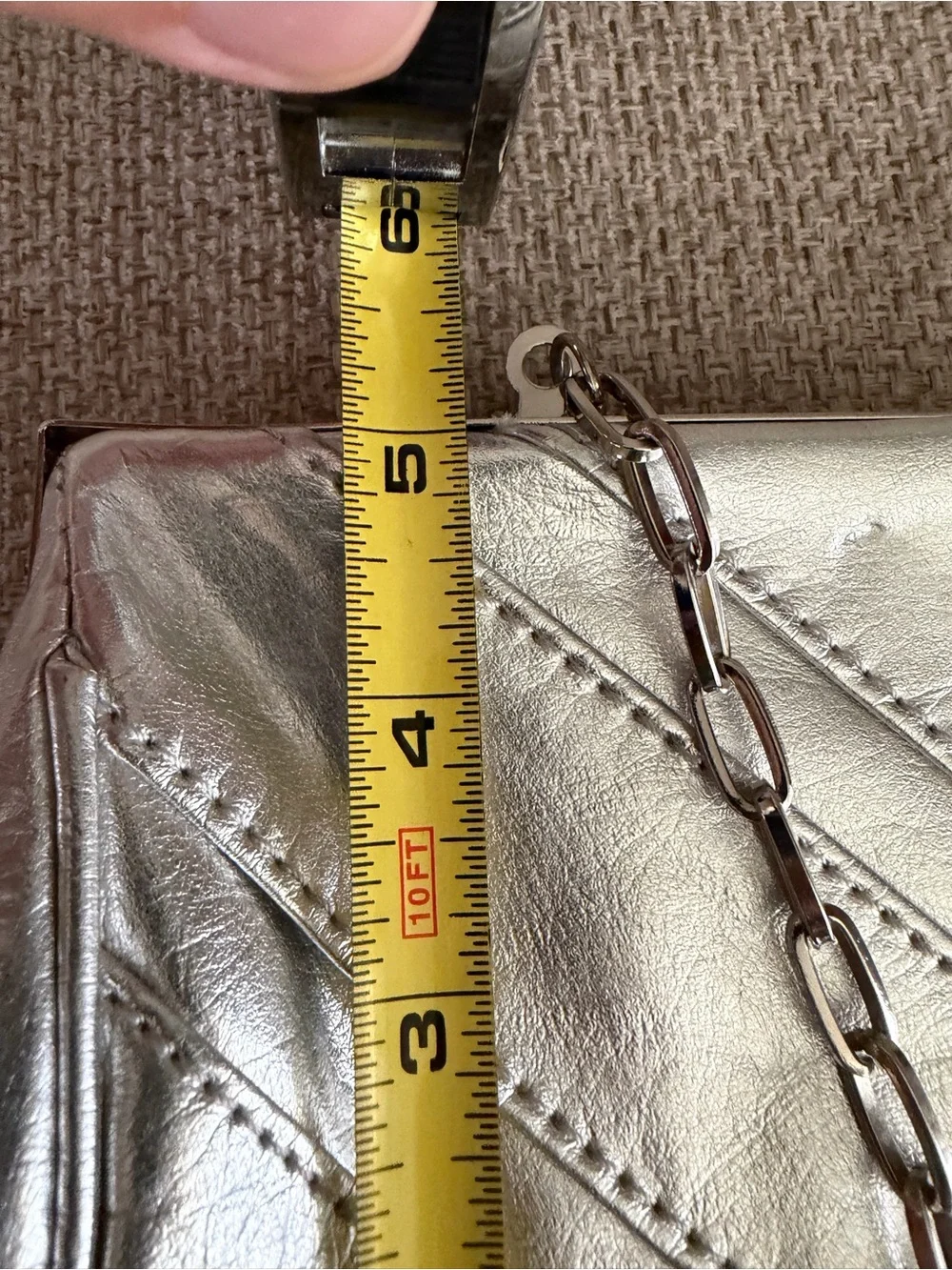 Aldo Metallic Silver Quilted Chain Clutch